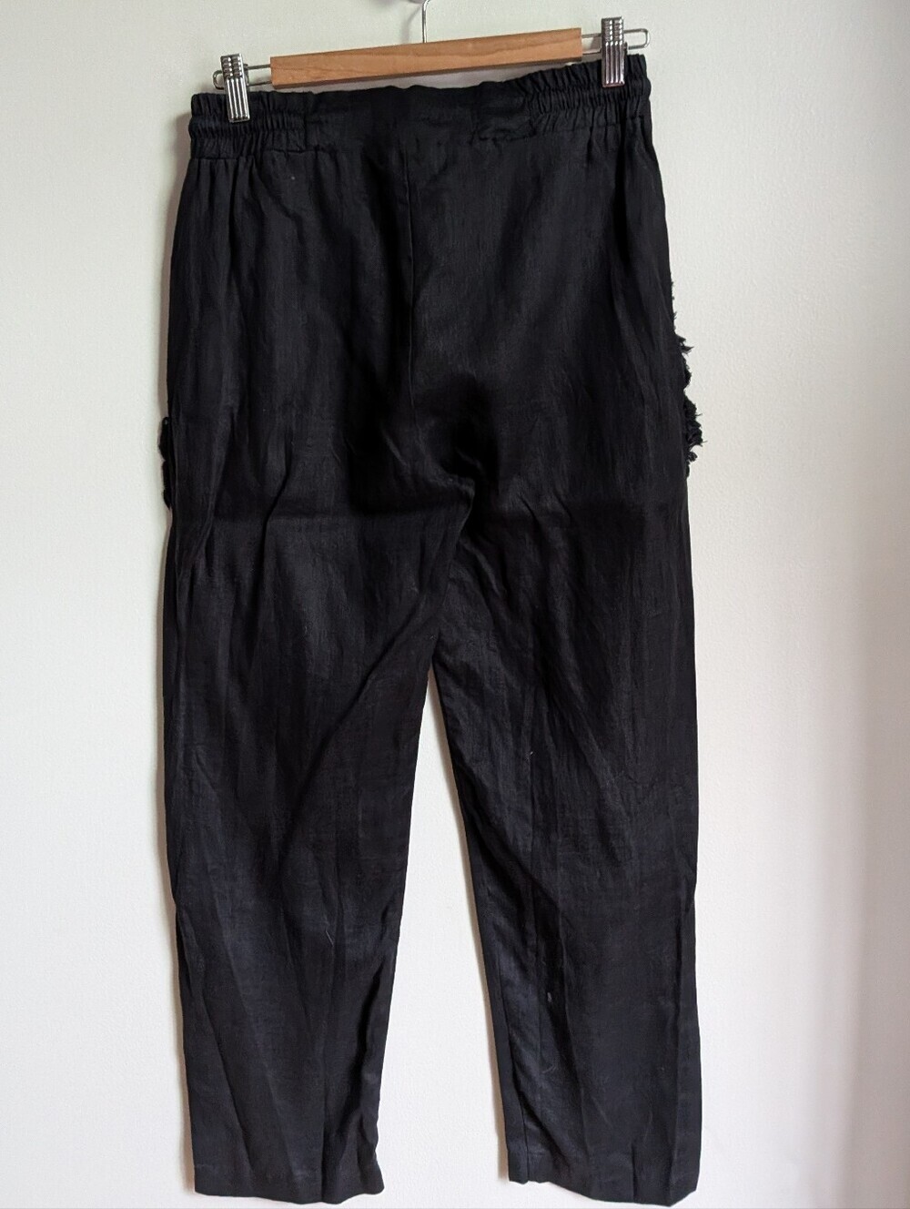 UCHUU MONTREAL Black Relaxed Contemporary Drawstring Linen Pants Size Small - Picture 8 of 8